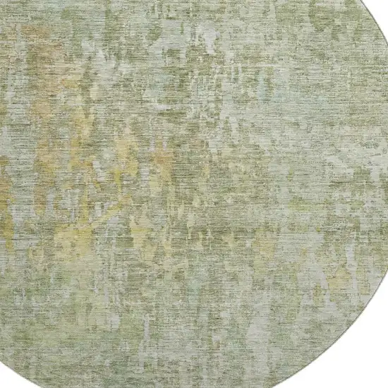 8' X 8' Sage Gold And Beige Abstract Washable Round Rug With UV Protection Photo 2