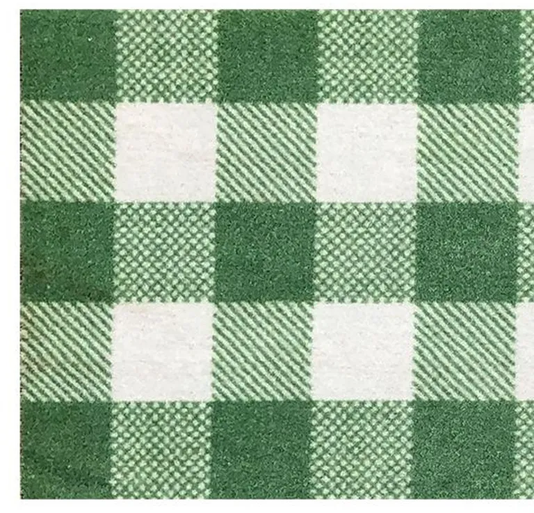 2' X 3' Sage Green And White Plaid Tufted Washable Non Skid Area Rug Photo 4