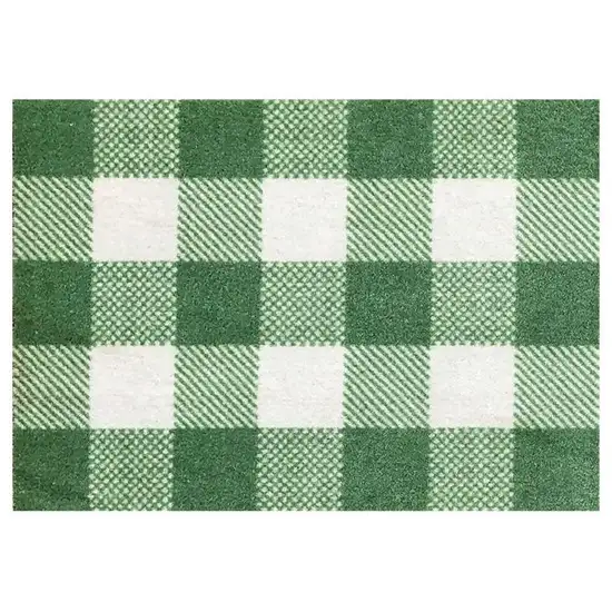 2' X 3' Sage Green And White Plaid Tufted Washable Non Skid Area Rug Photo 1