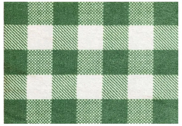 2' X 3' Sage Green And White Plaid Tufted Washable Non Skid Area Rug Photo 1