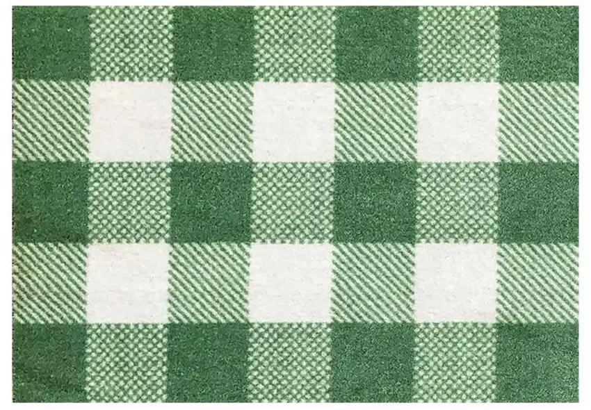 2' X 3' Sage Green And White Plaid Tufted Washable Non Skid Area Rug Photo 1