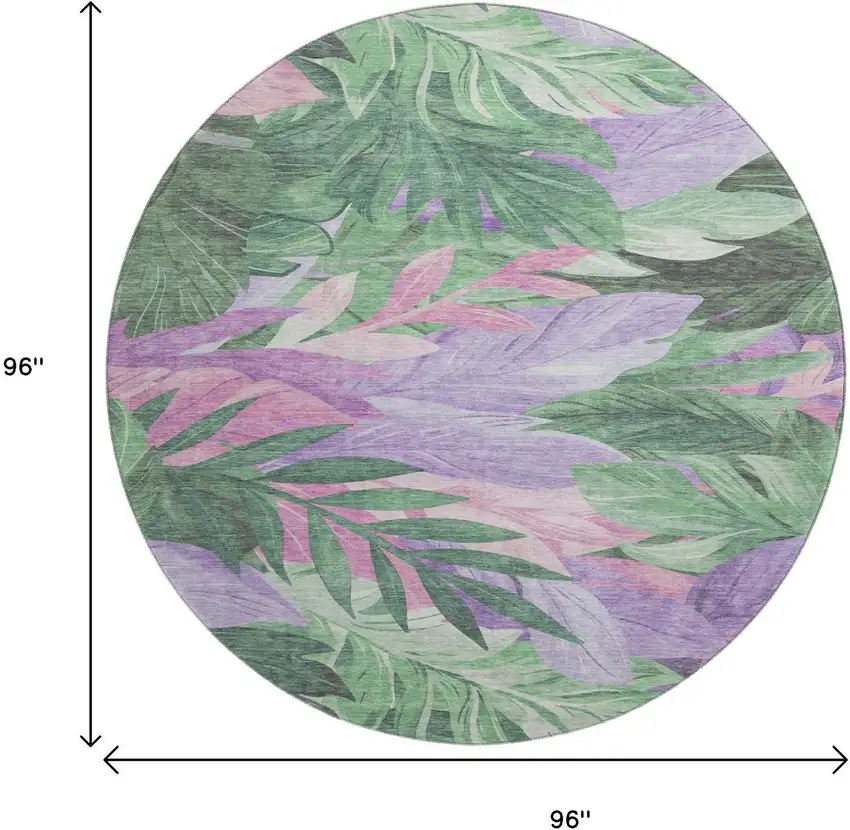 8' X 8' Sage Purple And Blush Floral Washable Round Rug With UV Protection Photo 8