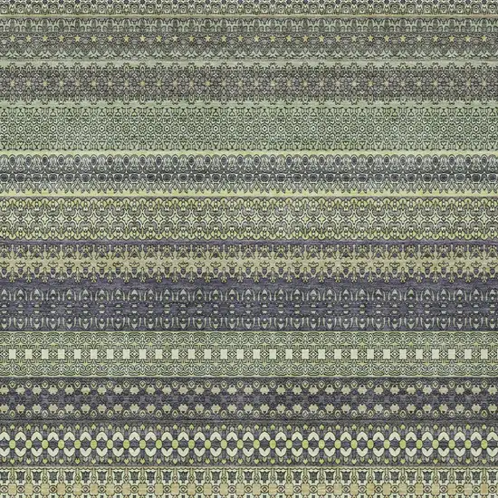 Sage Striped Washable Non Skid Indoor Outdoor Area Rug Photo 8
