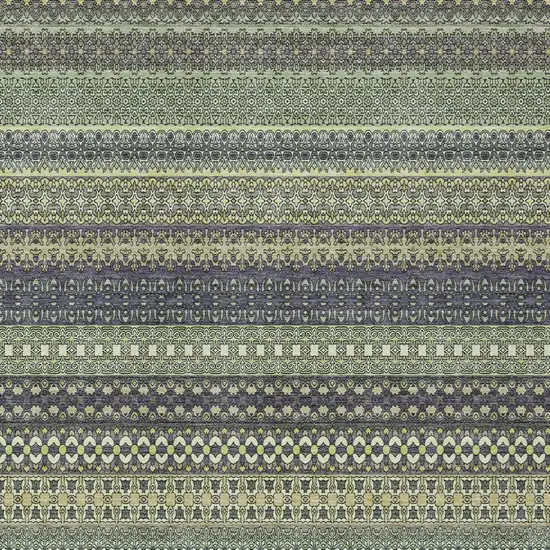 Sage Striped Washable Non Skid Indoor Outdoor Area Rug Photo 9