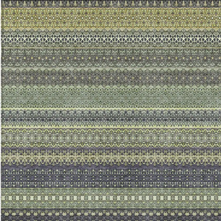Sage Striped Washable Non Skid Indoor Outdoor Area Rug Photo 6