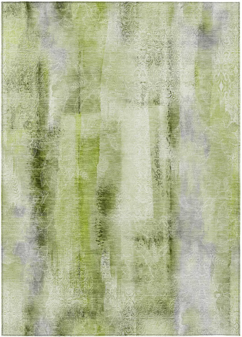 3' X 4' Sage Washable Non Skid Indoor Outdoor Area Rug Photo 2