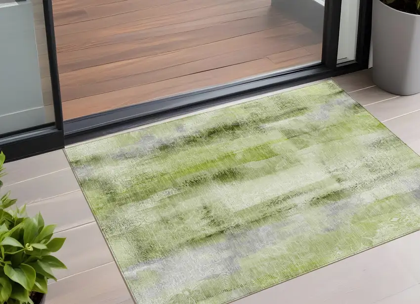 Sage Washable Non Skid Indoor Outdoor Area Rug Photo 1