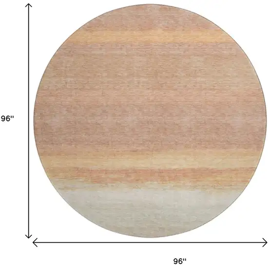 8' X 8' Salmon And Ivory Striped Washable Round Rug With UV Protection Photo 8