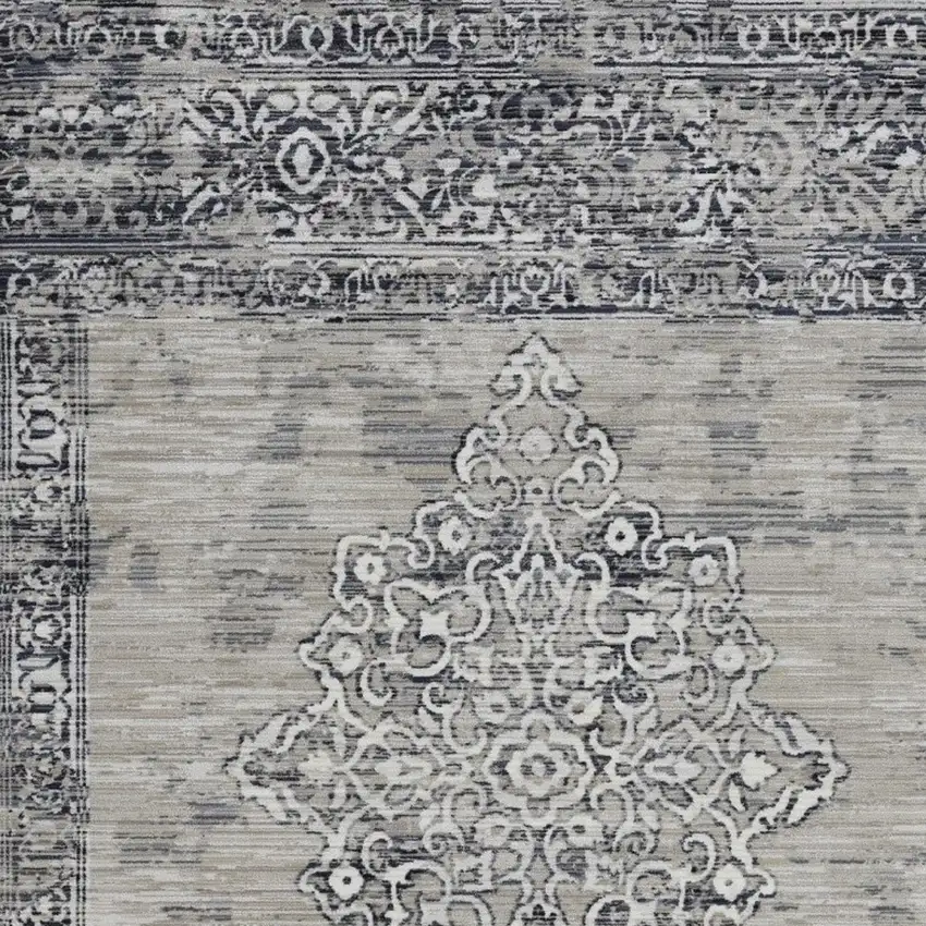 Sand Charcoal Machine Woven Distressed Vintage Traditional Indoor Area Rug Photo 7