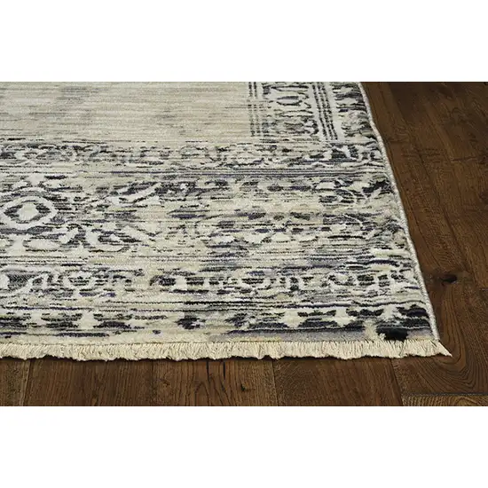 4'X6' Sand Charcoal Machine Woven Distressed Vintage Traditional Indoor Area Rug Photo 2