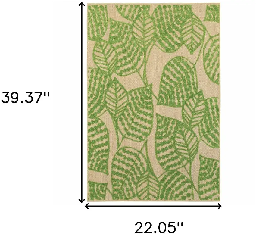 2' X 4' Sand Floral Stain Resistant Indoor Outdoor Area Rug Photo 5