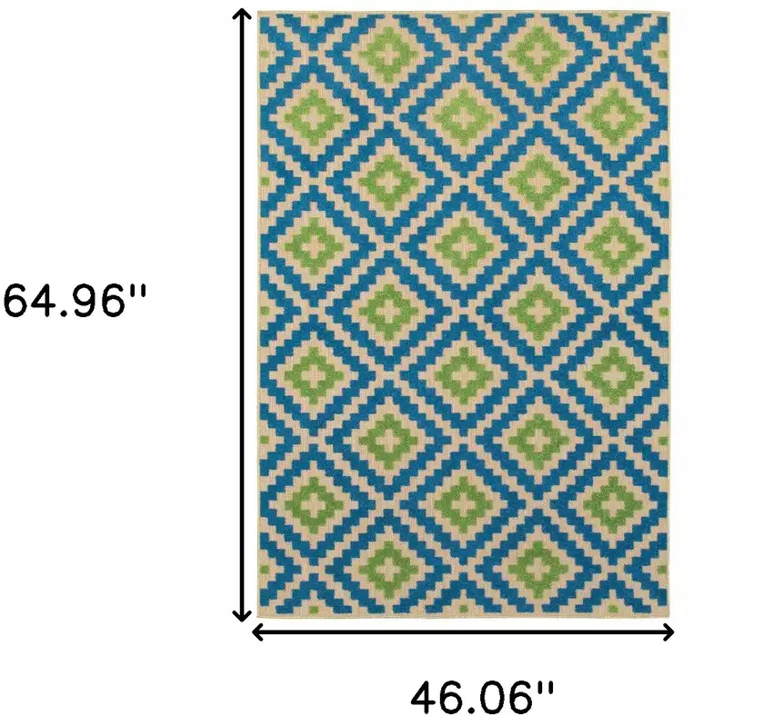4' X 6' Sand Geometric Stain Resistant Indoor Outdoor Area Rug Photo 5