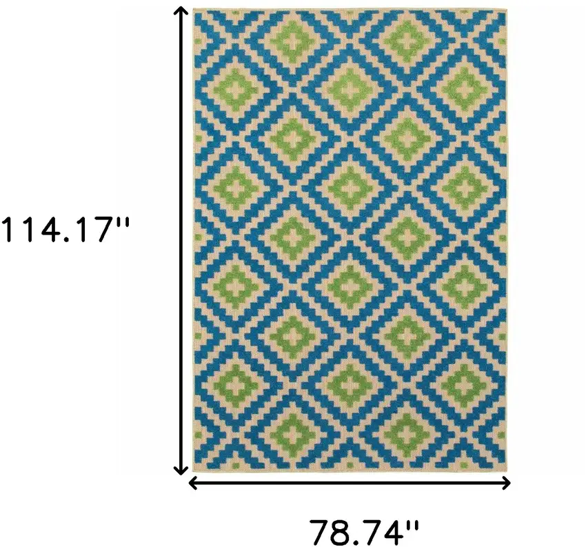 6' X 9' Sand Geometric Stain Resistant Indoor Outdoor Area Rug Photo 5