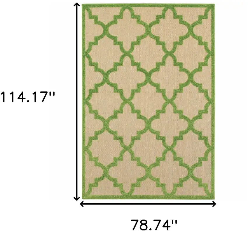 6' X 9' Sand Geometric Stain Resistant Indoor Outdoor Area Rug Photo 5