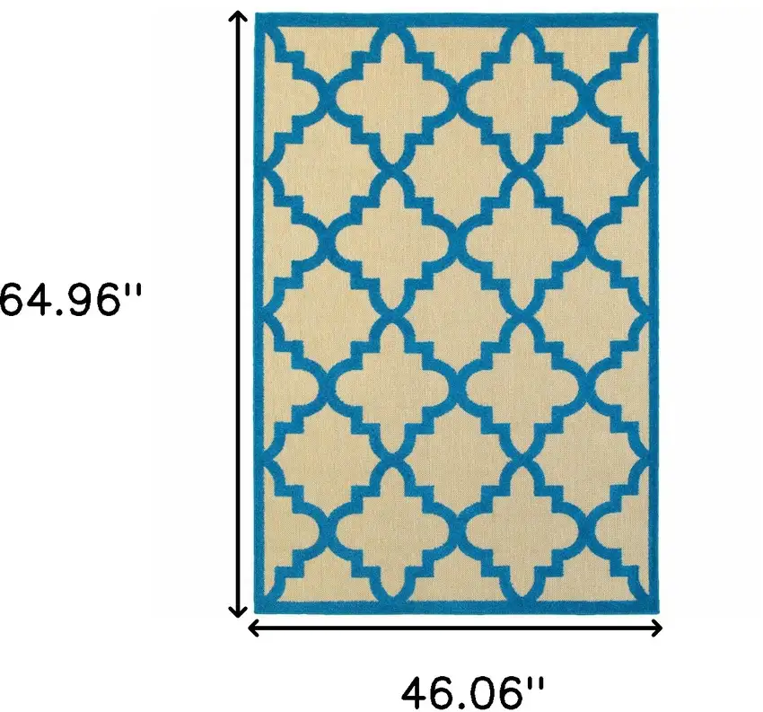 4' X 6' Sand Geometric Stain Resistant Indoor Outdoor Area Rug Photo 5