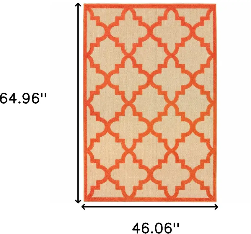 4' X 6' Sand Geometric Stain Resistant Indoor Outdoor Area Rug Photo 6