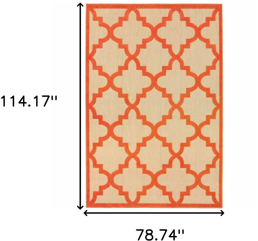 6' X 9' Sand Geometric Stain Resistant Indoor Outdoor Area Rug Photo 6