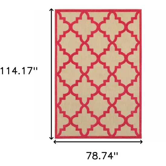 6' X 9' Sand Geometric Stain Resistant Indoor Outdoor Area Rug Photo 5
