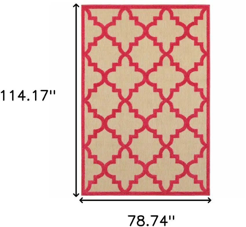 6' X 9' Sand Geometric Stain Resistant Indoor Outdoor Area Rug Photo 5