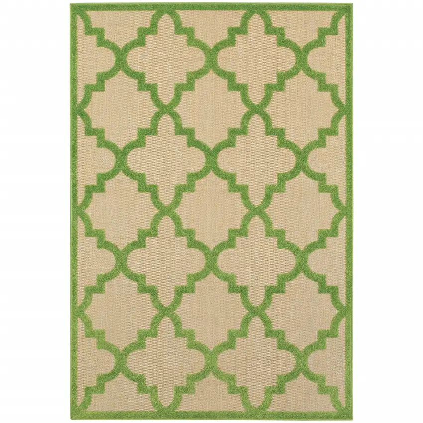 2' X 4' Sand Geometric Stain Resistant Indoor Outdoor Area Rug Photo 2