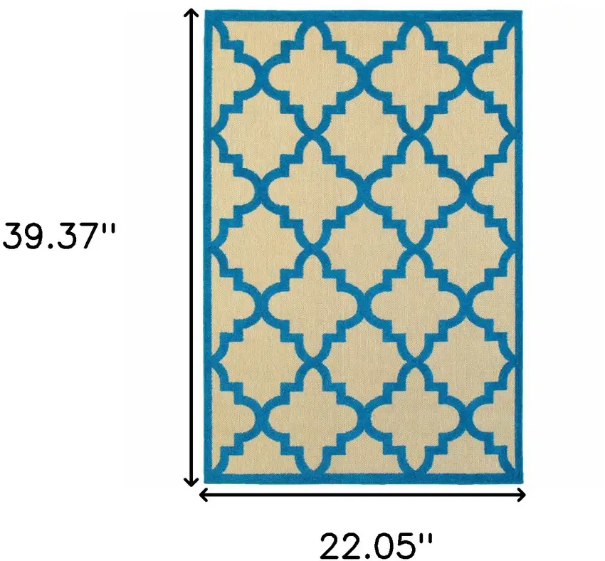 2' X 4' Sand Geometric Stain Resistant Indoor Outdoor Area Rug Photo 5