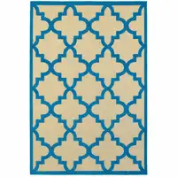 Photo of 2' X 4' Sand Geometric Stain Resistant Indoor Outdoor Area Rug