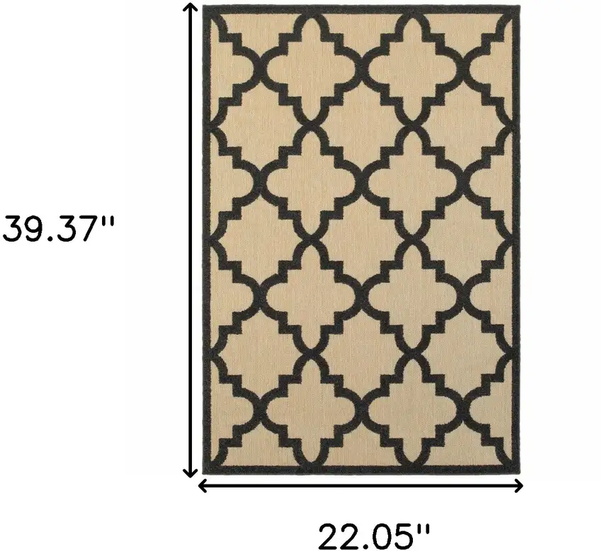2' X 4' Sand Geometric Stain Resistant Indoor Outdoor Area Rug Photo 9