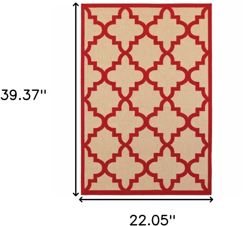 2' X 4' Sand Geometric Stain Resistant Indoor Outdoor Area Rug Photo 5