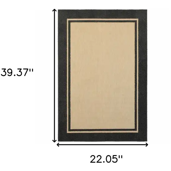 Beige and Black Stain Resistant Indoor Outdoor Area Rug Photo 3