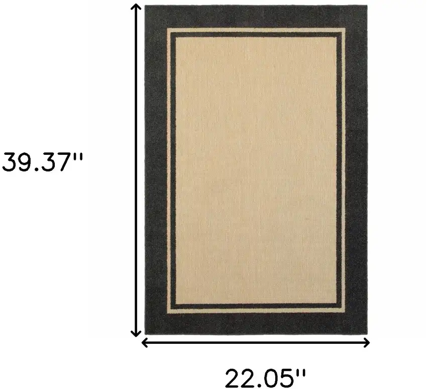 Beige and Black Stain Resistant Indoor Outdoor Area Rug Photo 3