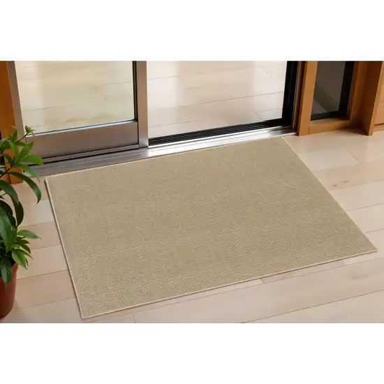 Beige Stain Resistant Indoor Outdoor Area Rug Photo 1