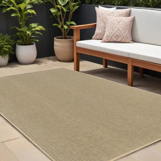 Beige Stain Resistant Indoor Outdoor Area Rug Photo 1