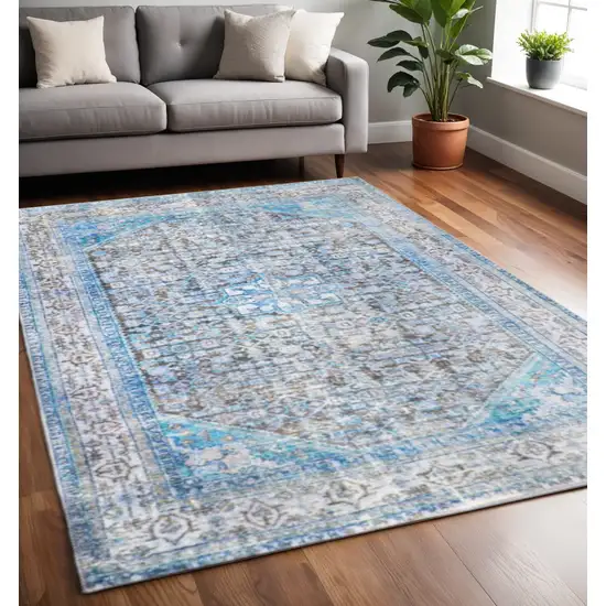 Blue And Gray Oriental Area Rug Photo 1