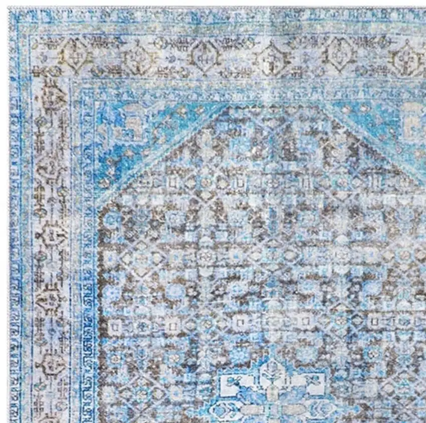 Blue And Gray Oriental Area Rug Photo 4