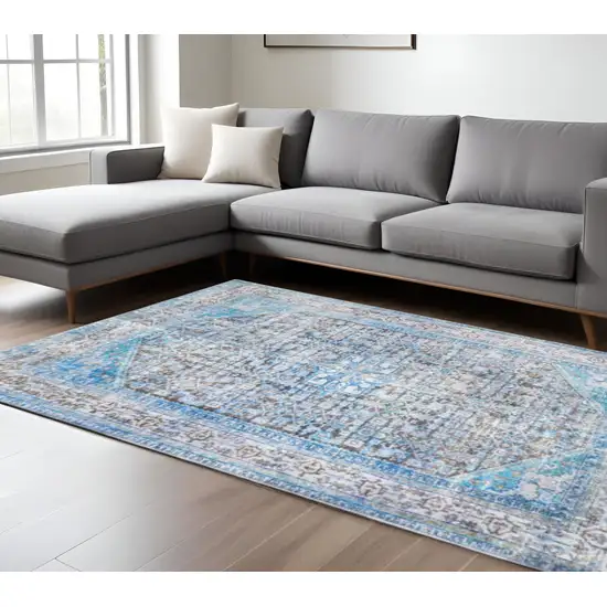 Blue And Gray Oriental Area Rug Photo 1