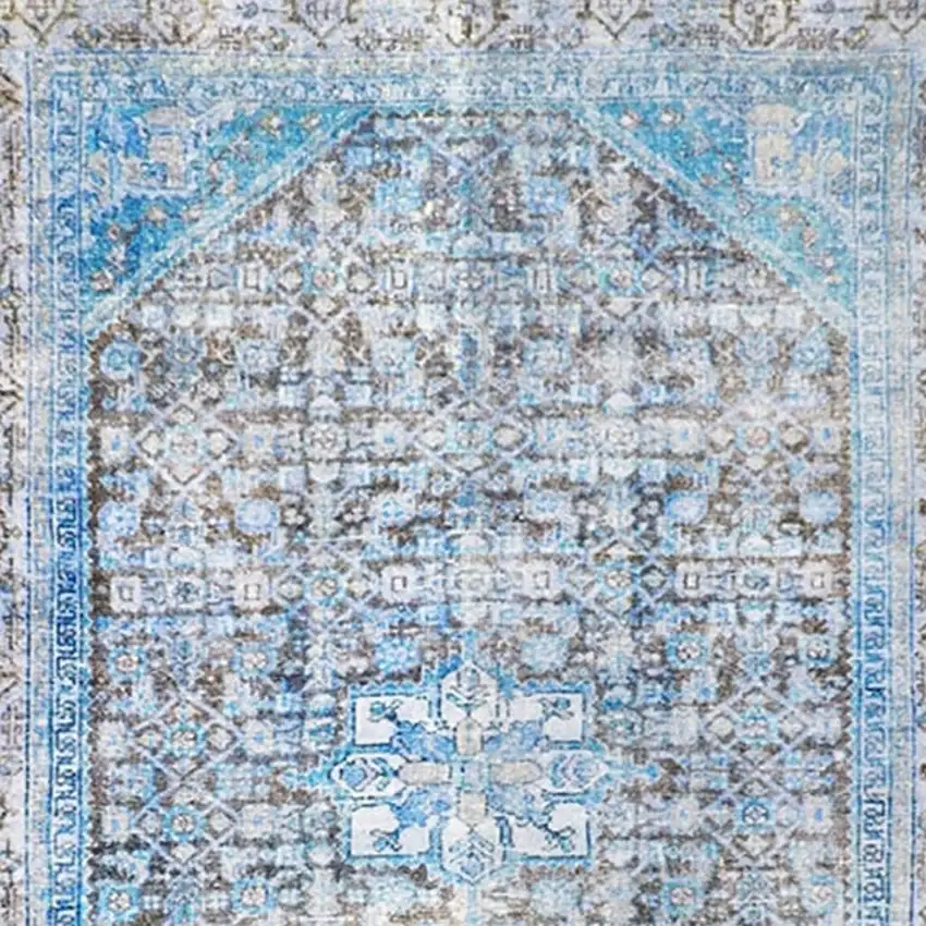 Blue And Gray Oriental Area Rug Photo 5