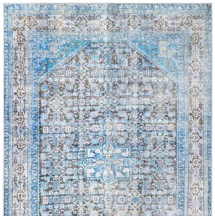 Blue And Gray Oriental Area Rug Photo 6
