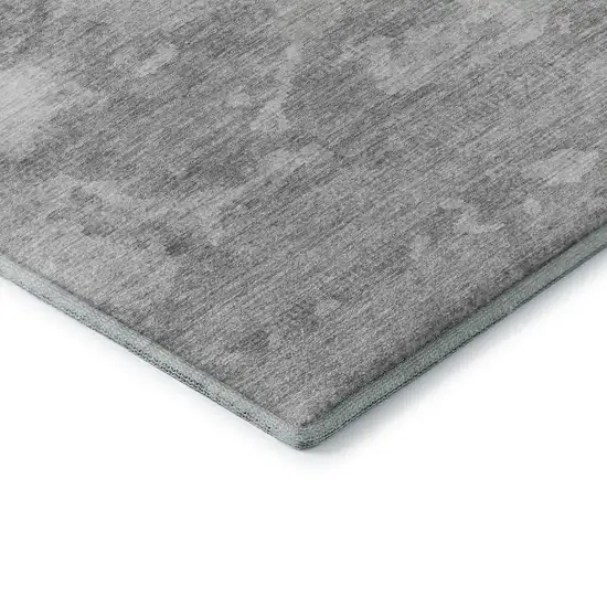 8' X 8' Silver And Gray Abstract Washable Round Rug With UV Protection Photo 6