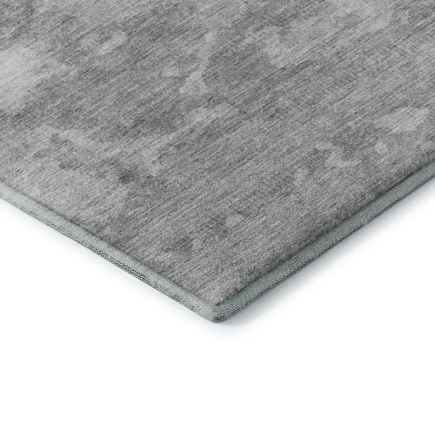 8' X 8' Silver And Gray Abstract Washable Round Rug With UV Protection Photo 6