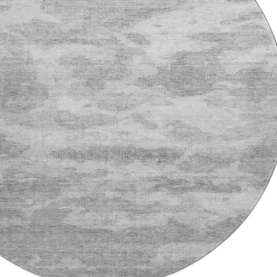 8' X 8' Silver And Gray Abstract Washable Round Rug With UV Protection Photo 2