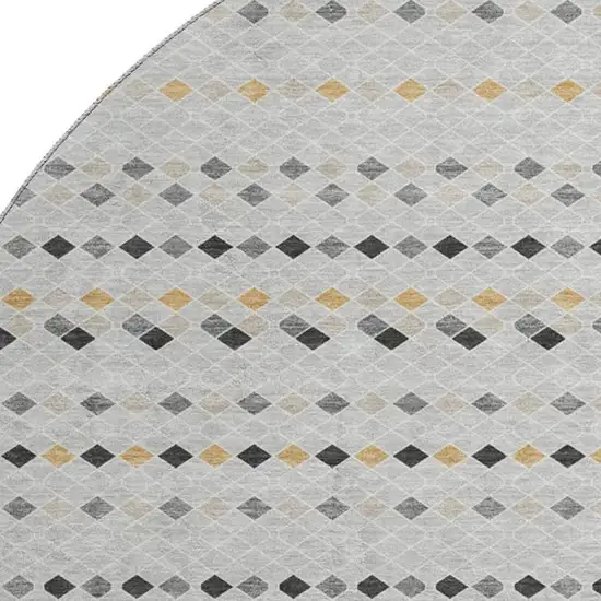 8' X 8' Silver Gray And Gold Striped Washable Round Rug With UV Protection Photo 2