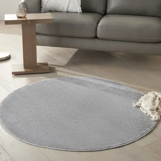 4' Gray Round Indoor Outdoor Area Rug Photo 5