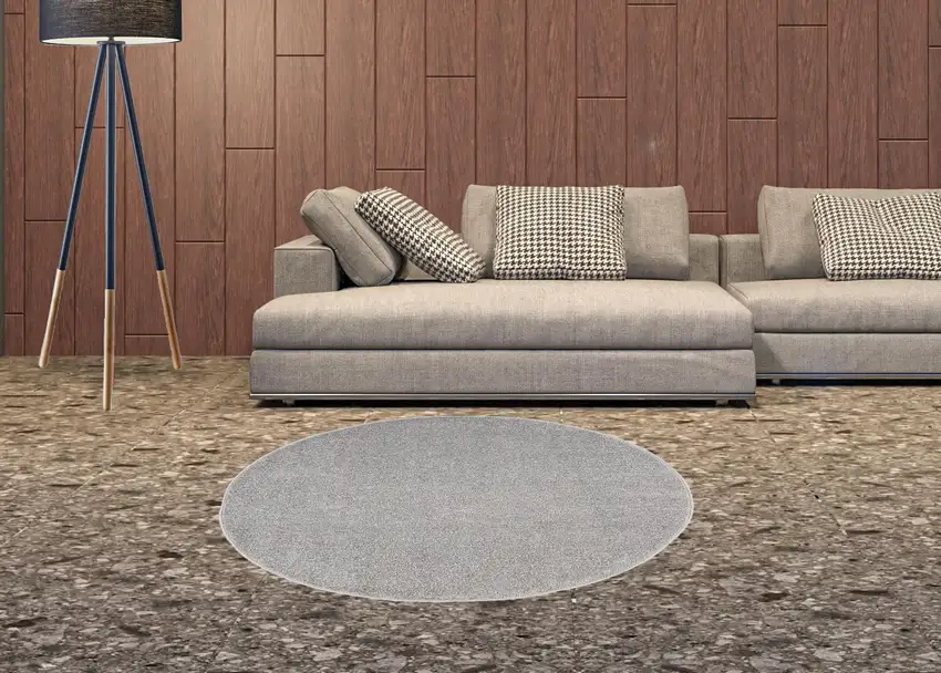 4' X 4' Silver Grey Round Non Skid Indoor Outdoor Area Rug Photo 2
