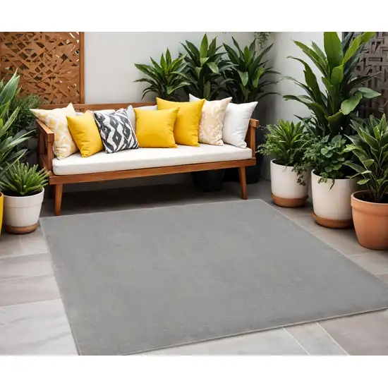 7' Gray Square Indoor Outdoor Area Rug Photo 1