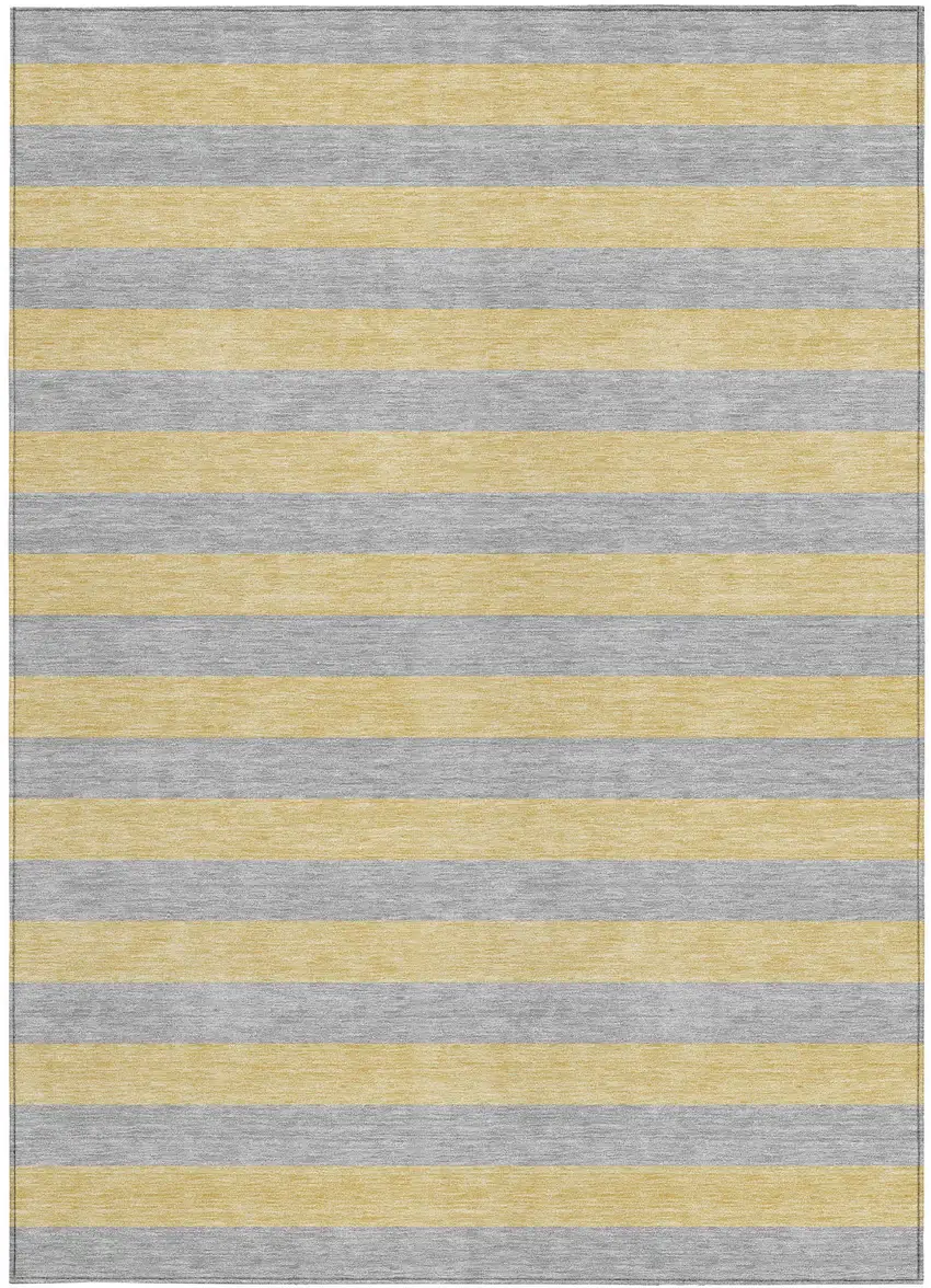 3' X 5' Silver Striped Washable Non Skid Indoor Outdoor Area Rug Photo 4