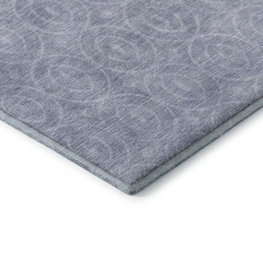 8' X 8' Sky Blue And Ivory Geometric Washable Round Rug With UV Protection Photo 6