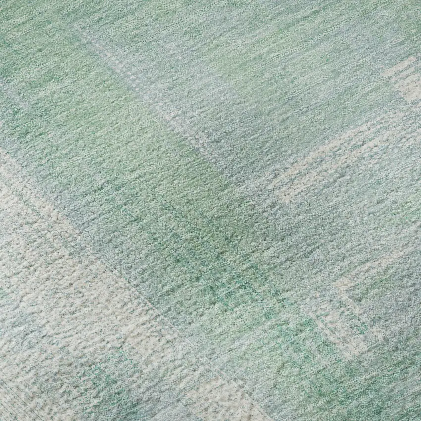 8' X 8' Sky Blue Ivory And Teal Abstract Washable Round Rug With UV Protection Photo 8