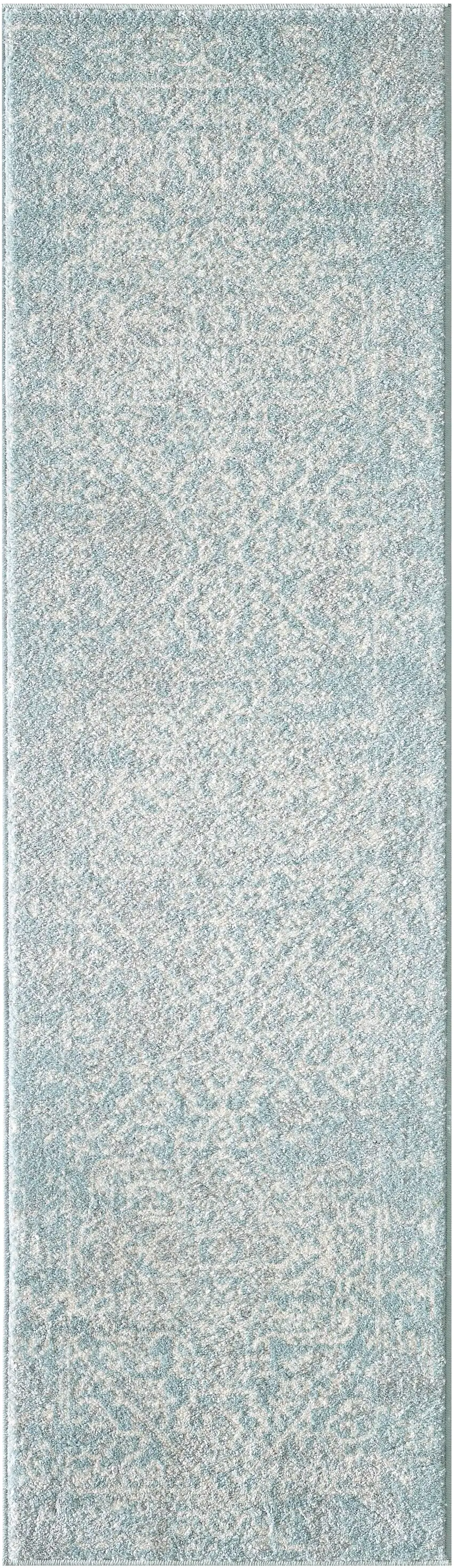 Spa Blue Machine Woven Distressed Medallion Indoor Area Rug Photo 2