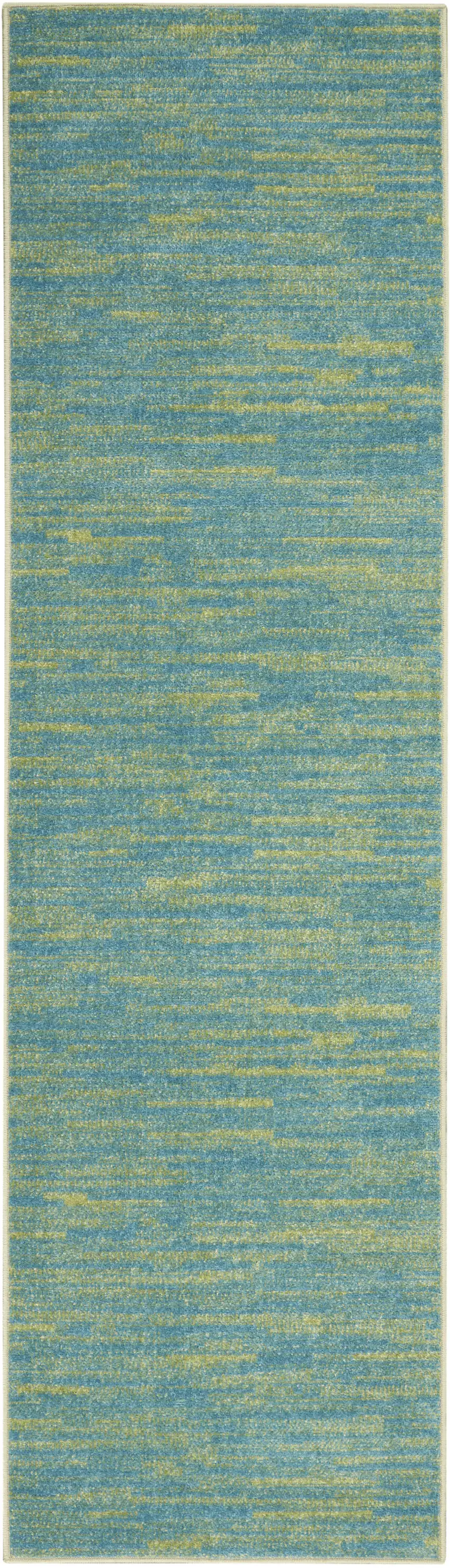 2' X 8' Blue And Green Striped Non Skid Indoor Outdoor Runner Rug Photo 3