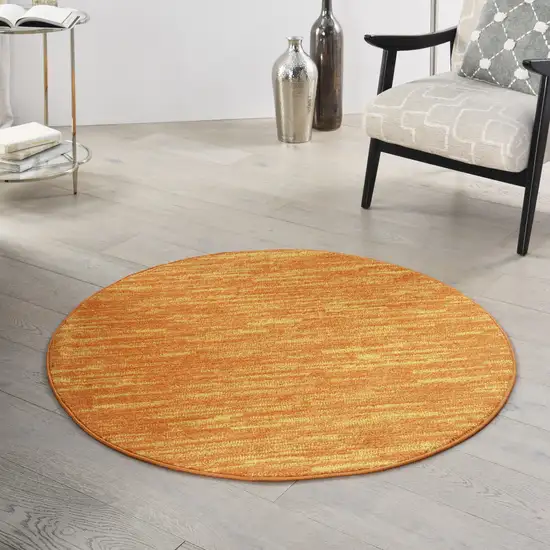4' Orange Round Indoor Outdoor Area Rug Photo 5
